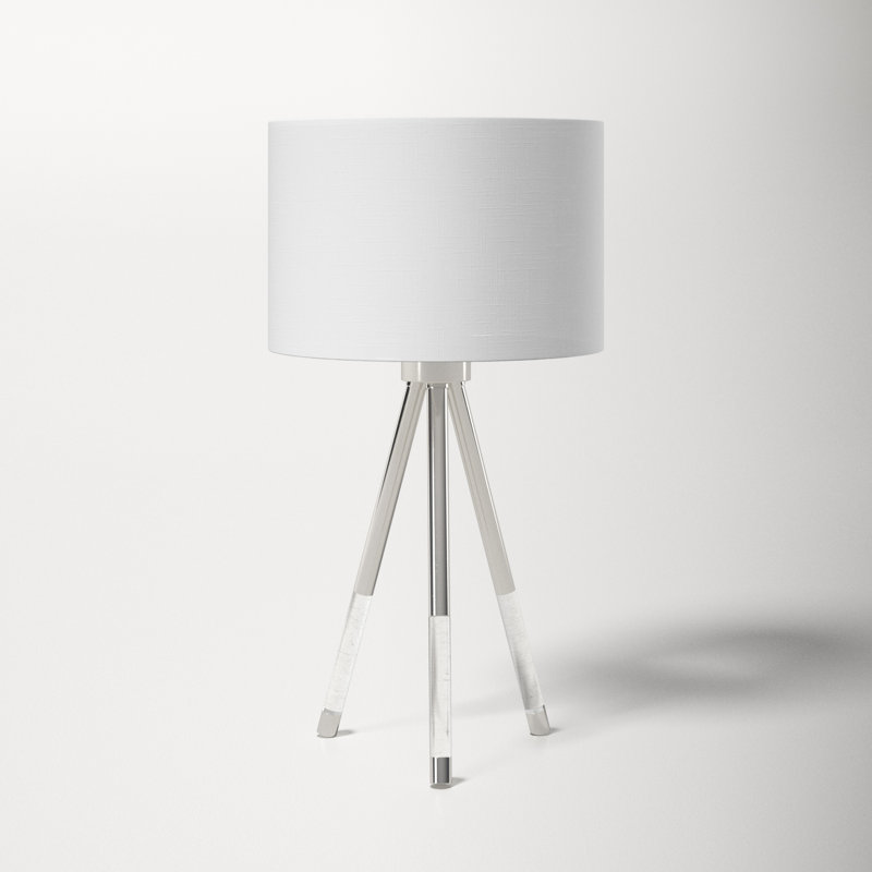 Rurik 24" Brushed Steel/Clear Tripod Table Lamp