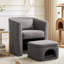 Fauteuil d'appoint rembourré en tonneau avec repose-pieds pour animal de compagnie-132210785