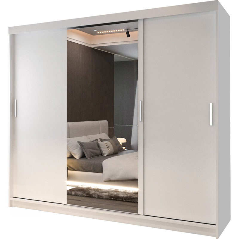 Chuipek 3 Door Manufactured Wood Wardrobe, White