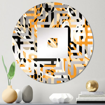 Miroir mural carré moderne orange et noir Fusion
