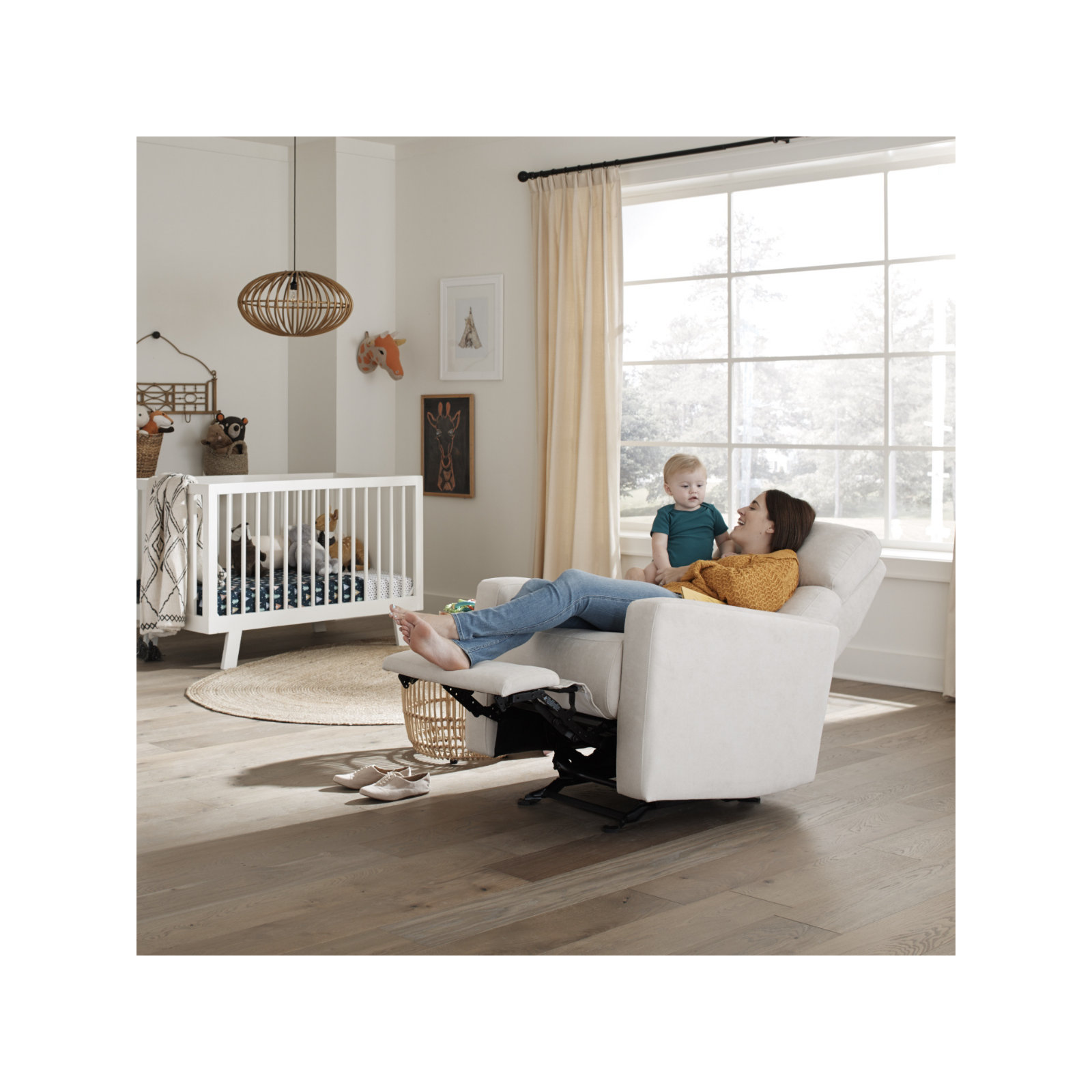 Nurture& The Glider Premium Power Recliner Nursery Glider Chair with Adjustable Head Support, Ivory