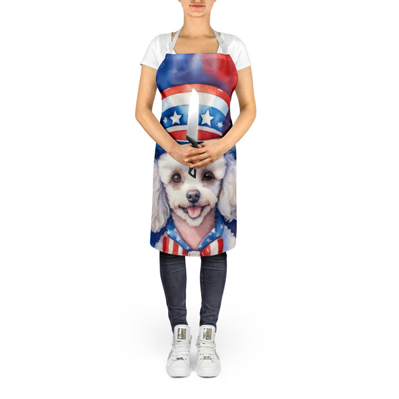 Patriotic American Apron, White Poodle