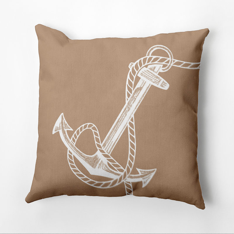Housse et insert de coussin carré Nautical Nights Anchor & Rope, Carré H 26 po x l 26 po, Brun Spud