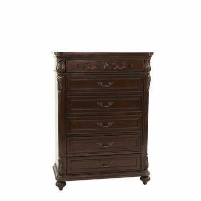 Antique Cherry / Antique Walnut Wooden 1Pc Chest Of Drawers Storage Bedroom Furniture Unique Design