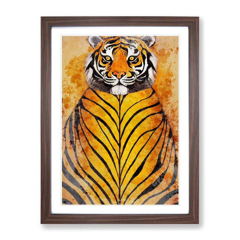 Tiger in Watercolour - Framed Print, 46cm H x 34cm W x 2cm D, Walnut Framed