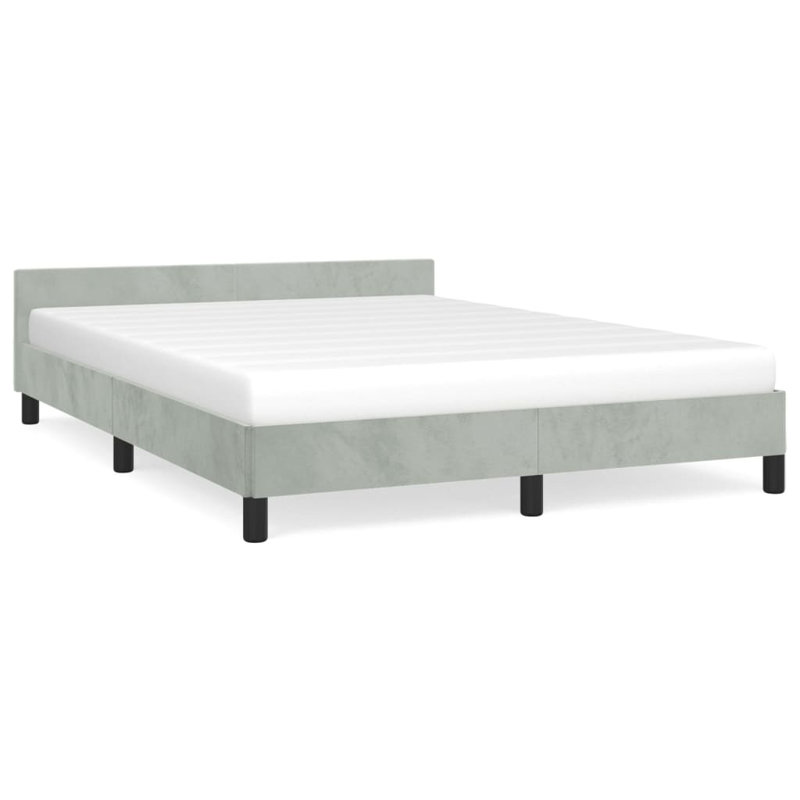 Maecie Velvet Platform Bed Base, No Box Spring Needed / No Mattress, Gris clair, Grand