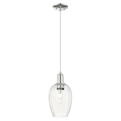 Downtown Urban - Preston - 1 Light 6" Flute Shade Cord Hung Mini Pendant