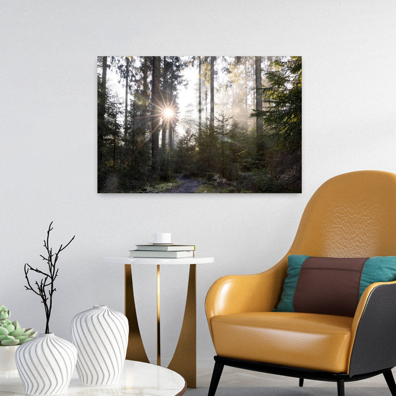 Art contemporain contemporain, paysage de forêt abstrait, H 16 po x l 24 po