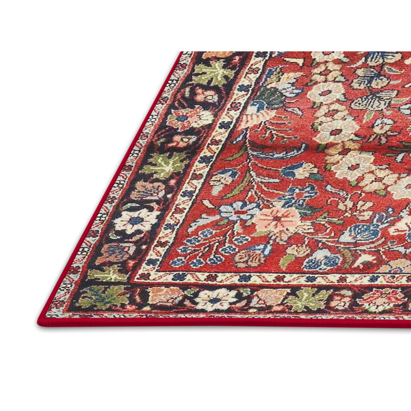Tapis traditionnel rouge / noir Dohosan, Rectangle 2 pi x 4 pi
