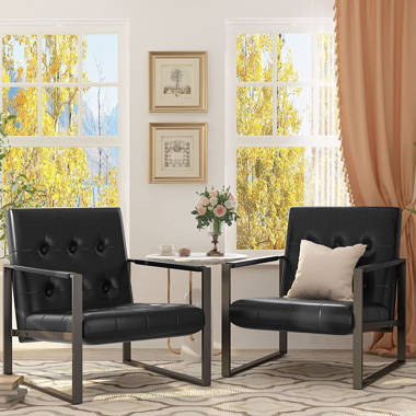 Latitude Run® Faux Leather Upholstered Accent Armchair Set Of 2