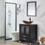 Ensemble de meuble-lavabo simple 24 po avec plateau en contreplaqué et pieds en bois massif -1496676726-1496676727