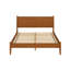 Grand lit moderne en chêne de style Mid-Century, pieds fuselés ronds, base à lattes pour ensemble de lattes plateforme de taille ambiance, support de matelas, sans sommier