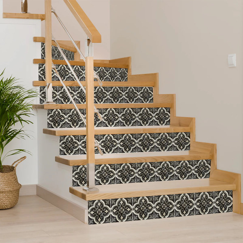 5x5 Inch Black and White Vinyl Peel and Stick Mosaic Tiles