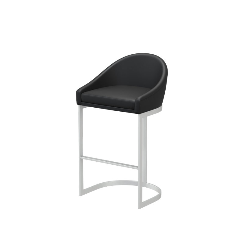  Bemboe Upholstered Counter Stool with Metal Frame, Black, Bar Stool (30" Seat Height