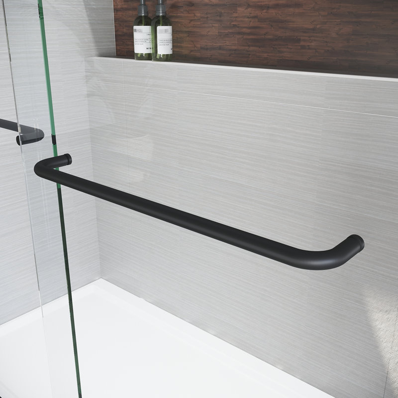 Sliding Shower Glass Door 44 - 48 In. W X 72 H, Adjustable Semi Show, Thick Clear Tempered Glass, 304 Stainless Steel Handles, Black Specificity , Matte