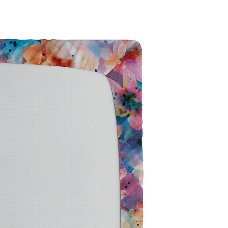Drap-housse à motif floral Ambesonne, Bleu ciel, saumon, rose / floral, Drap-housse de taille simple