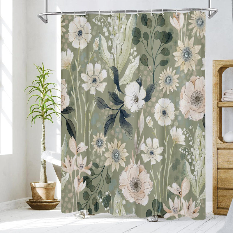 Rideau de douche à motif floral Boho