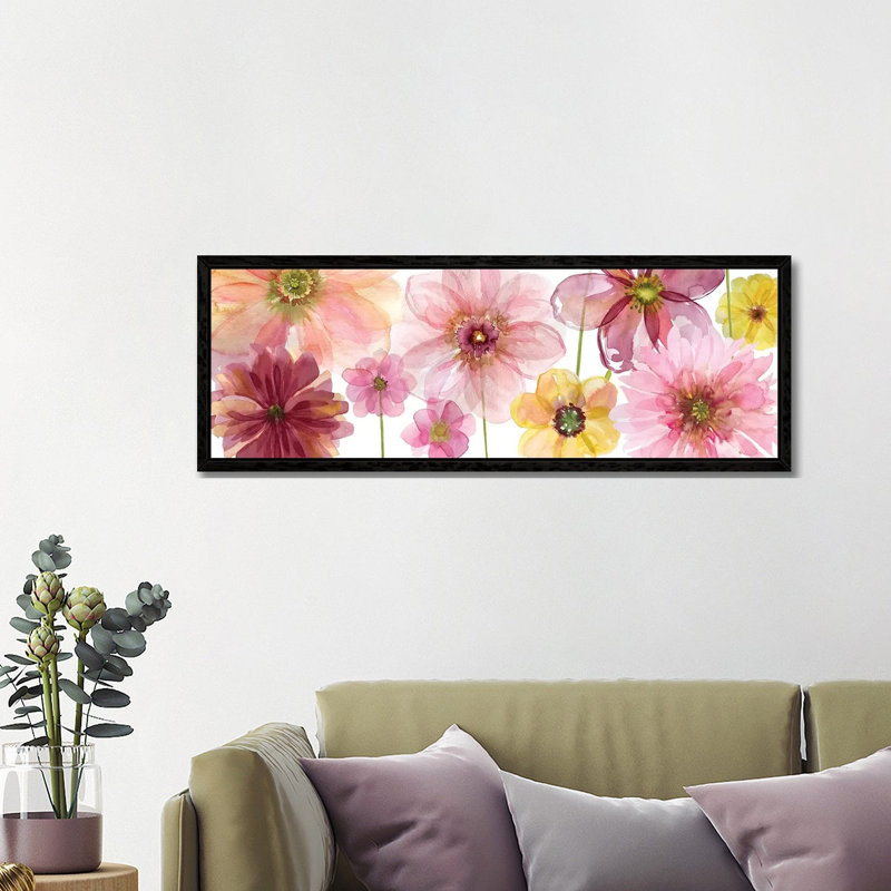 Pop Of Pink I by Carol Robinson - Panoramic Painting on Canvas, Black Framed, 121.92 cm H x 40.64 cm W