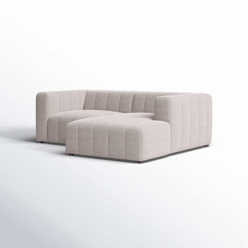 Bowry Upholstered L-Shaped Sectional, Right Hand Facing, Gray Polyester