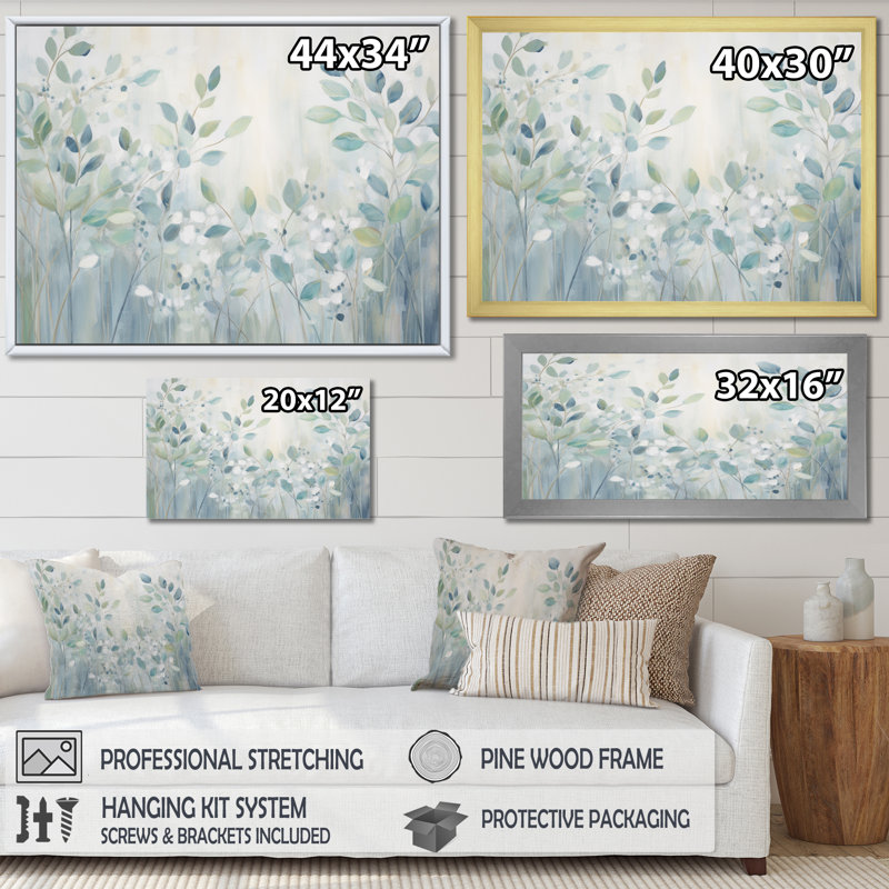 «Blue Botanical Rhythms IV - Abstract Botanicals», reproduction d'art sur toile, Toile tendue, H 24 po x l 32 po x P 1 po