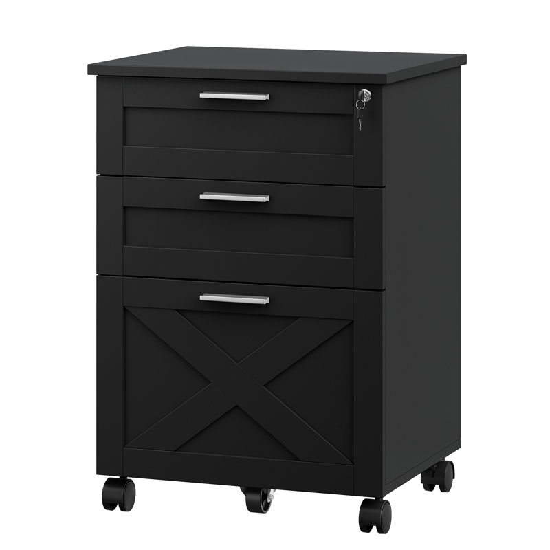 3-Drawer Lockable Mobile File Cabinet with 360° Casters | Rolling Filing Cabinet for A4/Letter/Legal Hanging Files, Under-Desk Storage 40x50x75cm