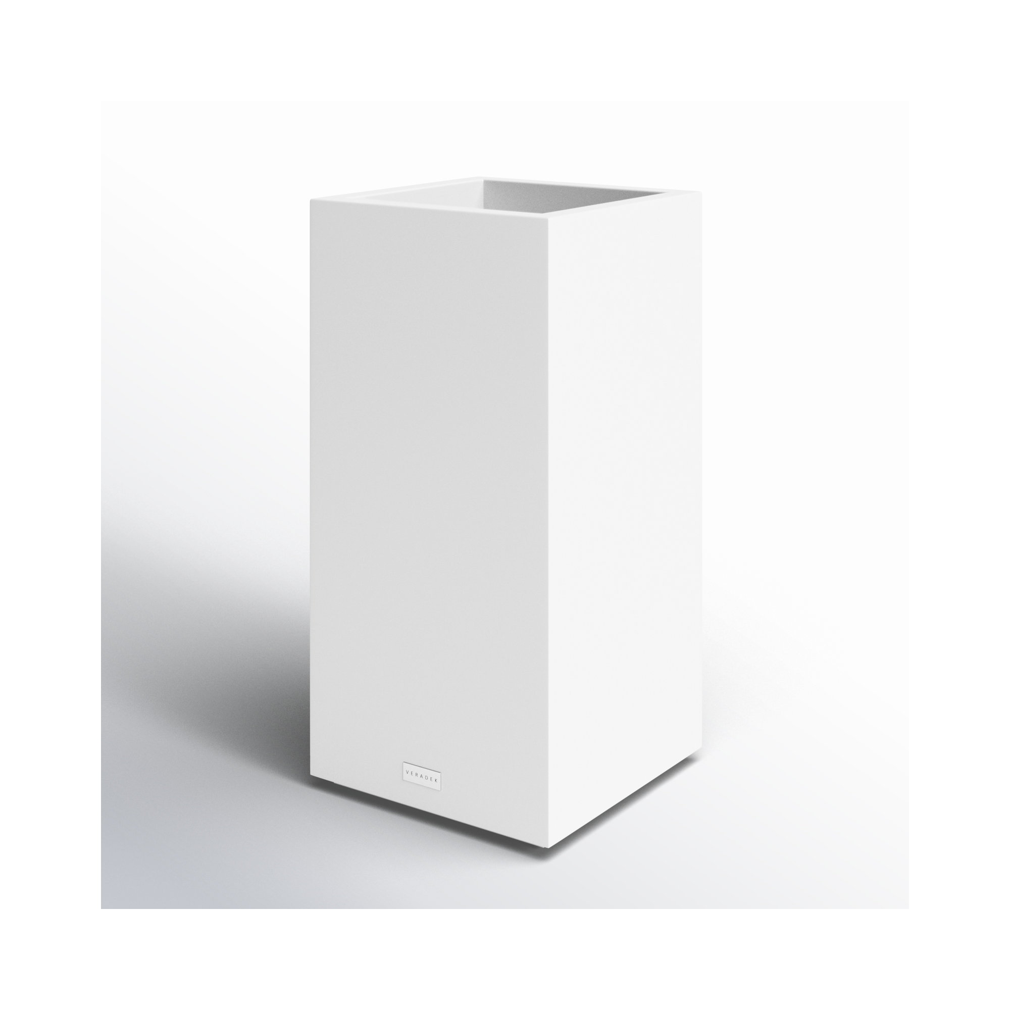 Block Series Pedestal Planter, 31.75” H x 15.5” W x 15.5” D, White