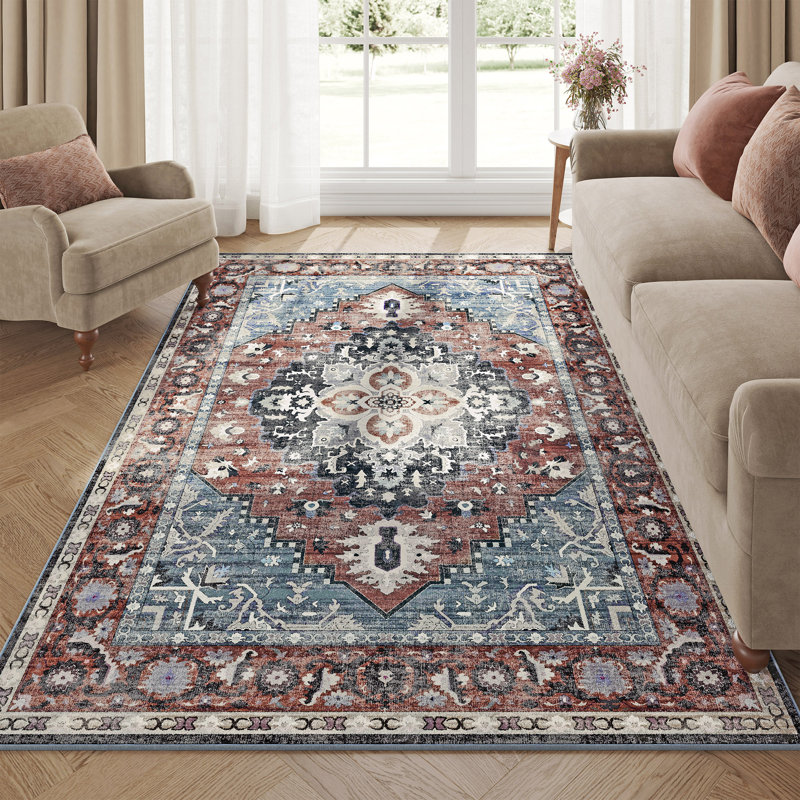 Autavia Area Rug, Non-Slip Carpet, Traditional Vintage Style, Machine Washable, Rectangle 5*8