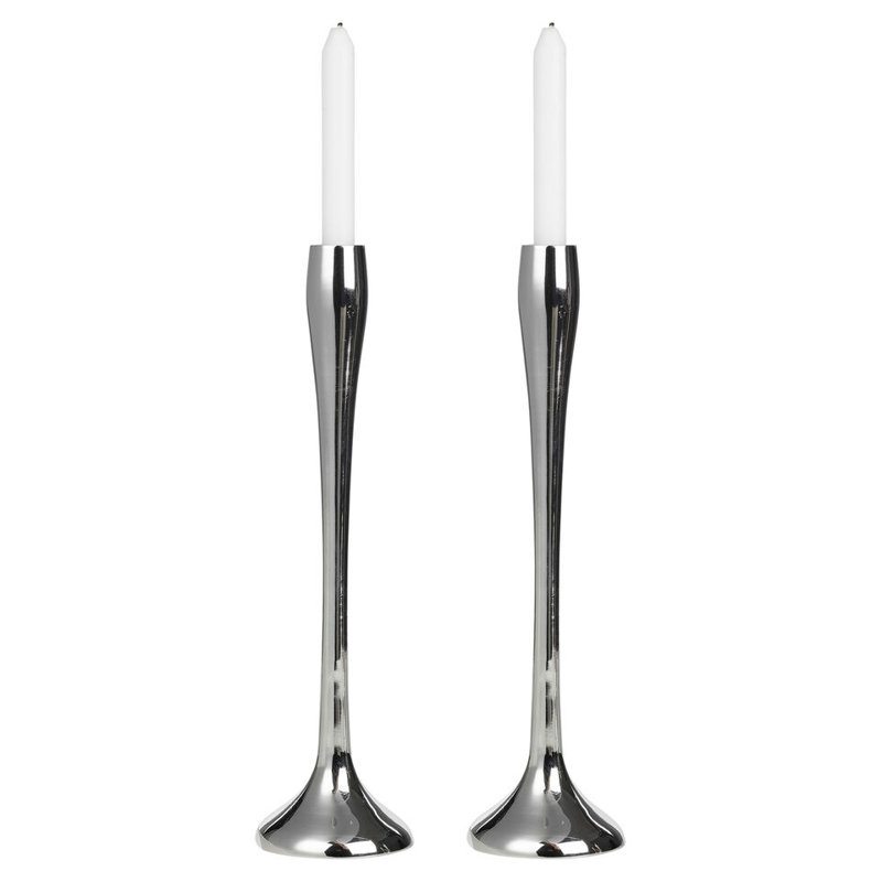 2 Piece Metal Tabletop Candelabra Set, 12.21cm H x 3.54cm W x 3.54cm D, Silver