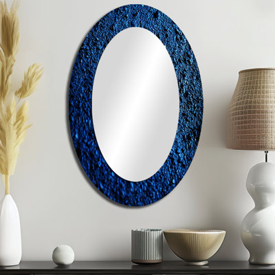 Abstrait Euphoria Deep Blue Happiness - Grand miroir mural ovale sur métal