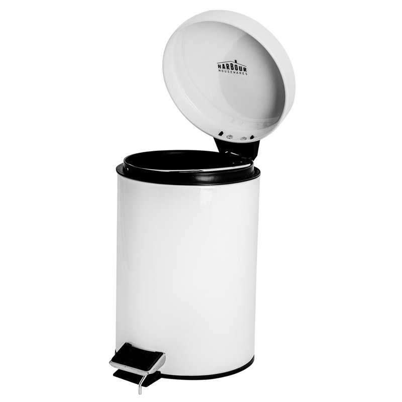 Harbour Housewares 3L Round Bathroom Pedal Bin, White