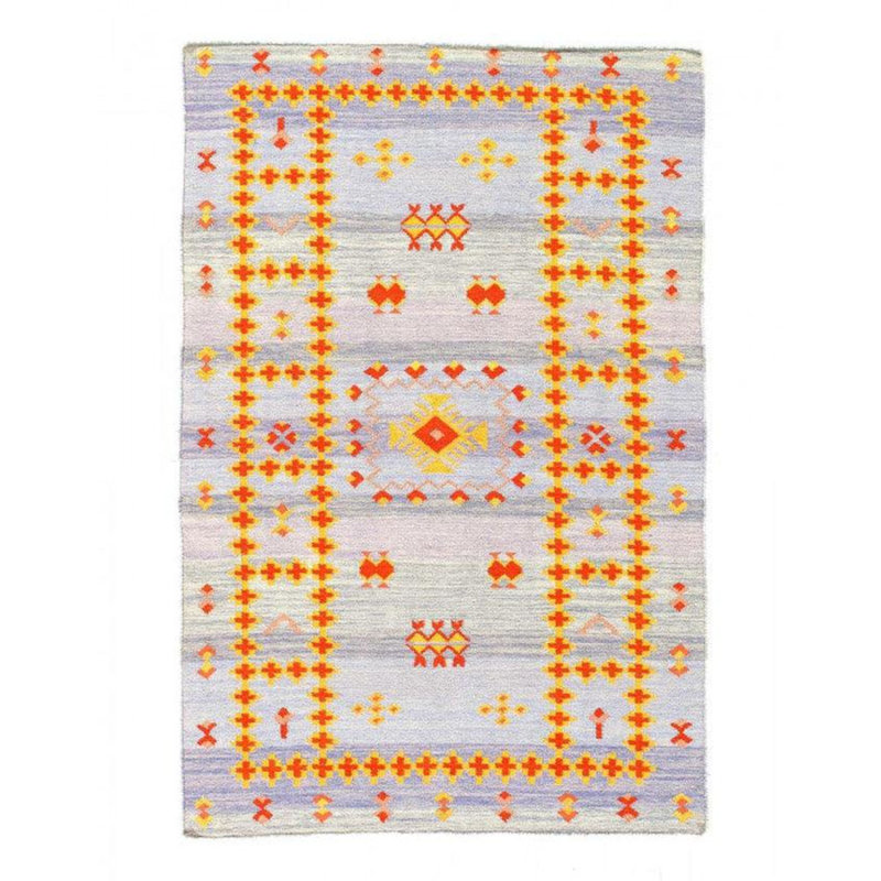 Tapis oriental bleu clair en laine et coton 4 pi x 6 pi Jerre