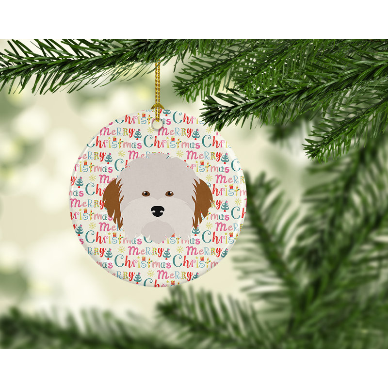Ornement suspendu chien havanais Merry Christmas
