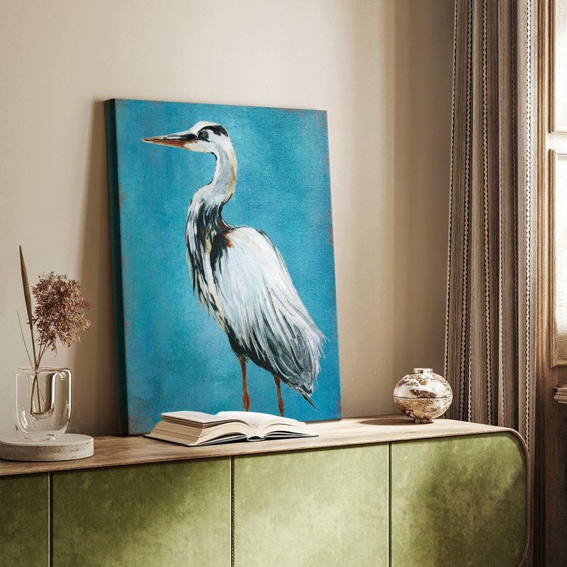 Grand héron bleu - galerie sur mesure, H 12 po x l 8 po