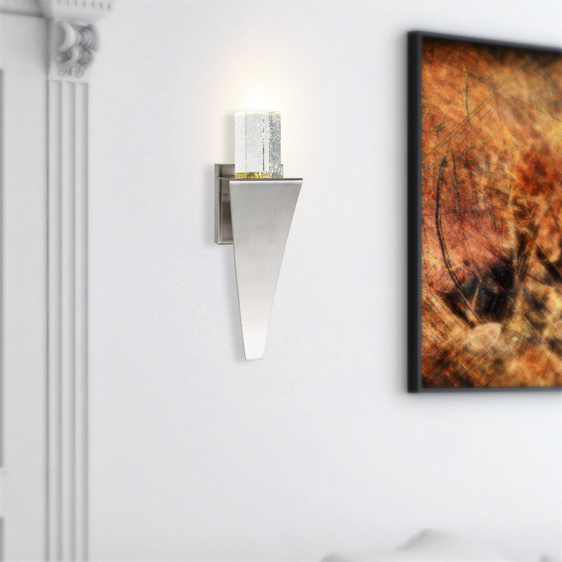 Modern LED Wall Sconce with Satin Nickel Finish For Bedroom, Hallway, Living Room – Integrated LED, No Bulb Required