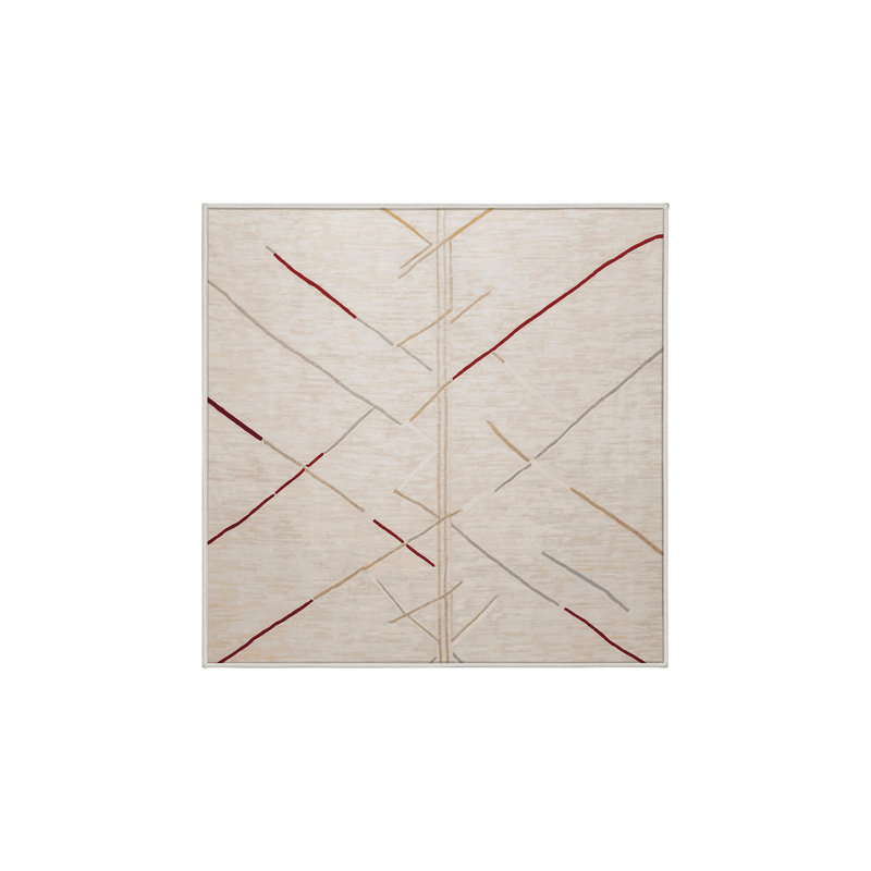 Machine Washable Beige Area Rug, Square 7'
