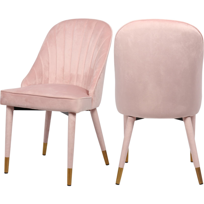 Chaise d'appoint rembourrée en velours Belle, Velours rose