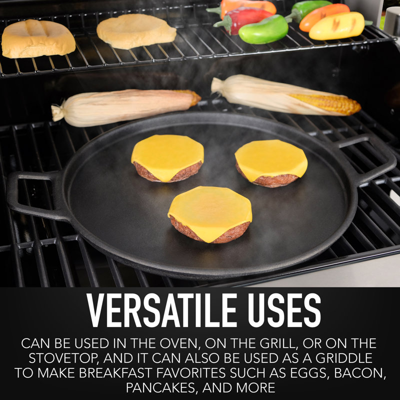 Kenmore 14-Inch Cast Iron Griddle Pizza Pan with Handles
