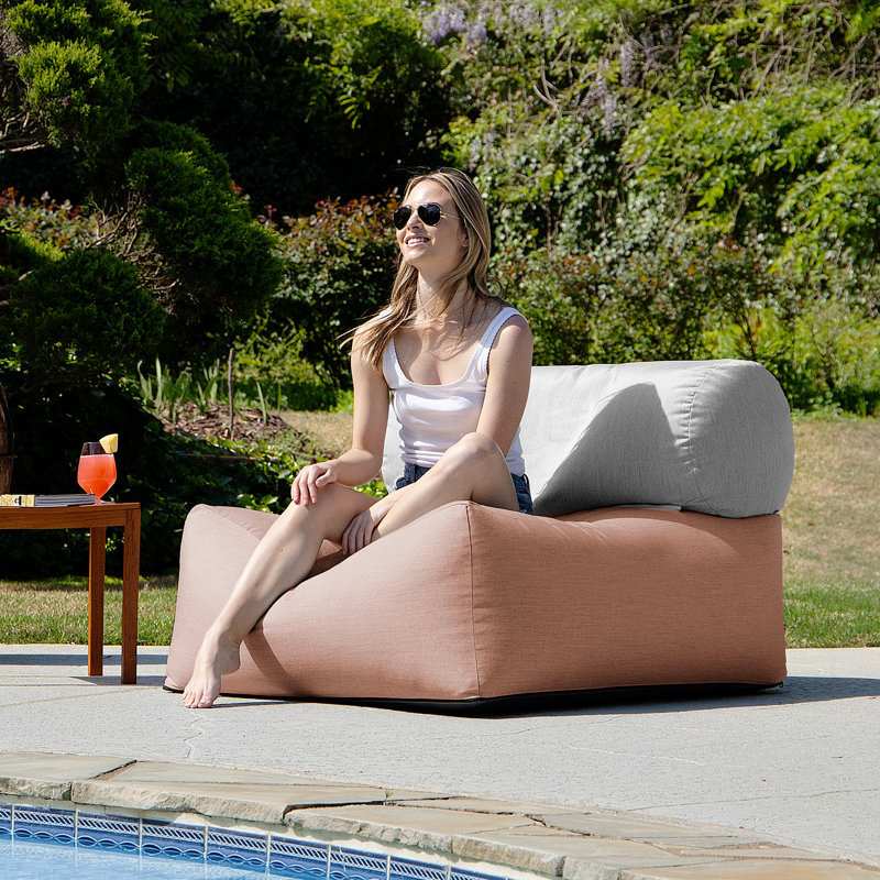 Tybee Large Outdoor Bean Bag Lounger w/ Bolster, Sunbrella, Petal