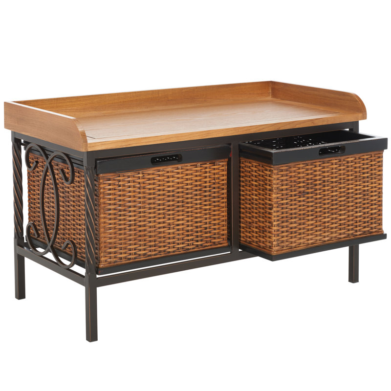 Miyu Drawer Storage Bench, Oak