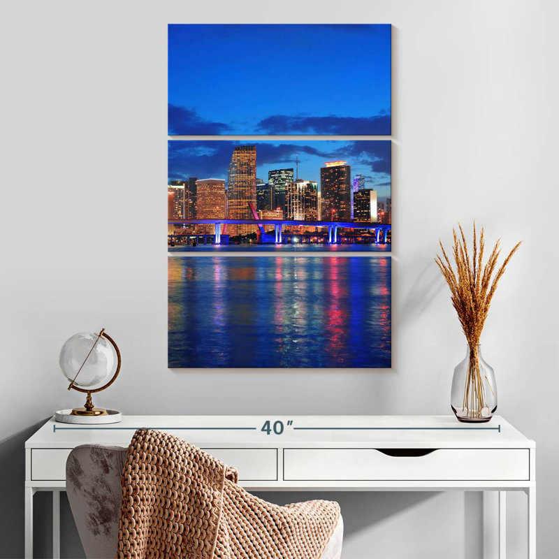 Scène de nuit Masam Miami City, H 32 po x l 20 po