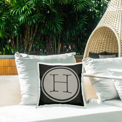 Coussin d'extérieur rétro imprimé lettre H