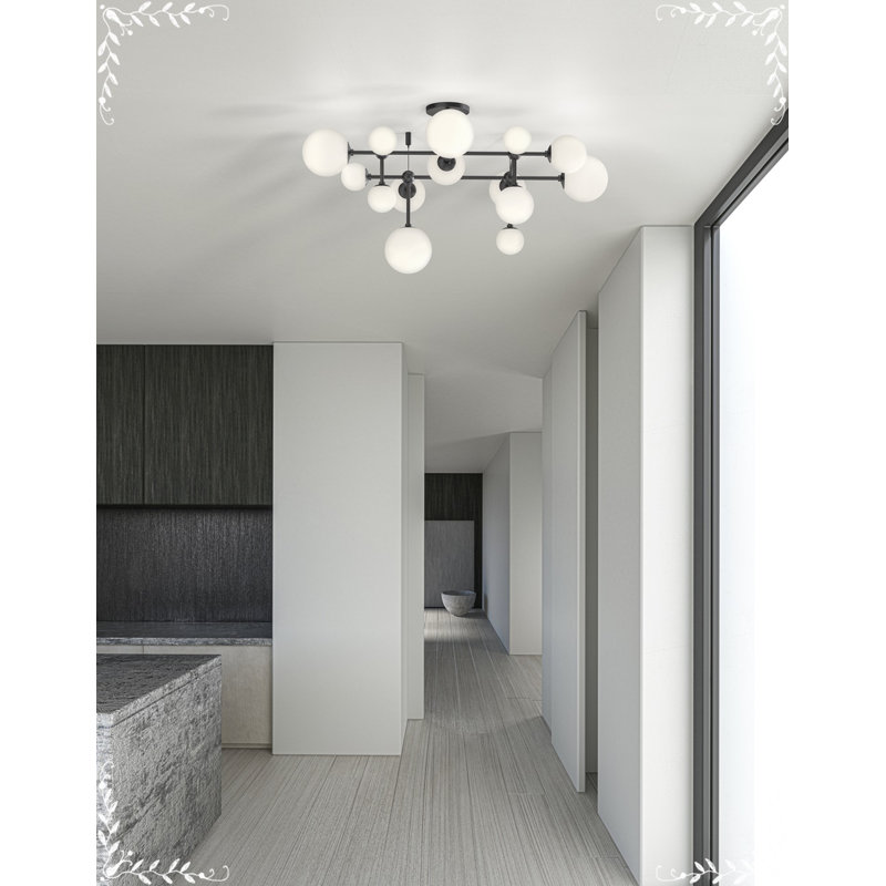 Satin Nickel Glass Globe LED Flush Mount for Indoor/Outdoor
