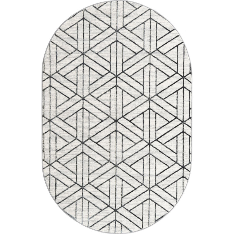 Eshin Abstract Indoor Rug, Oval 5'3" x 8'