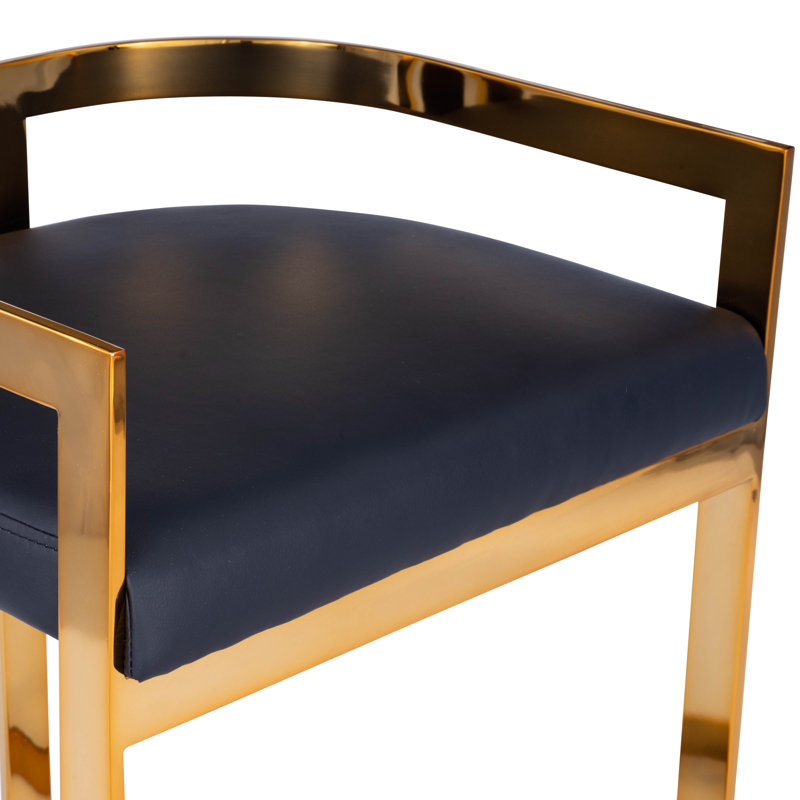 Butler Bravo Faux Leather Counter Stool, Counter Stool (24.5” Seat Height), Gold, Black