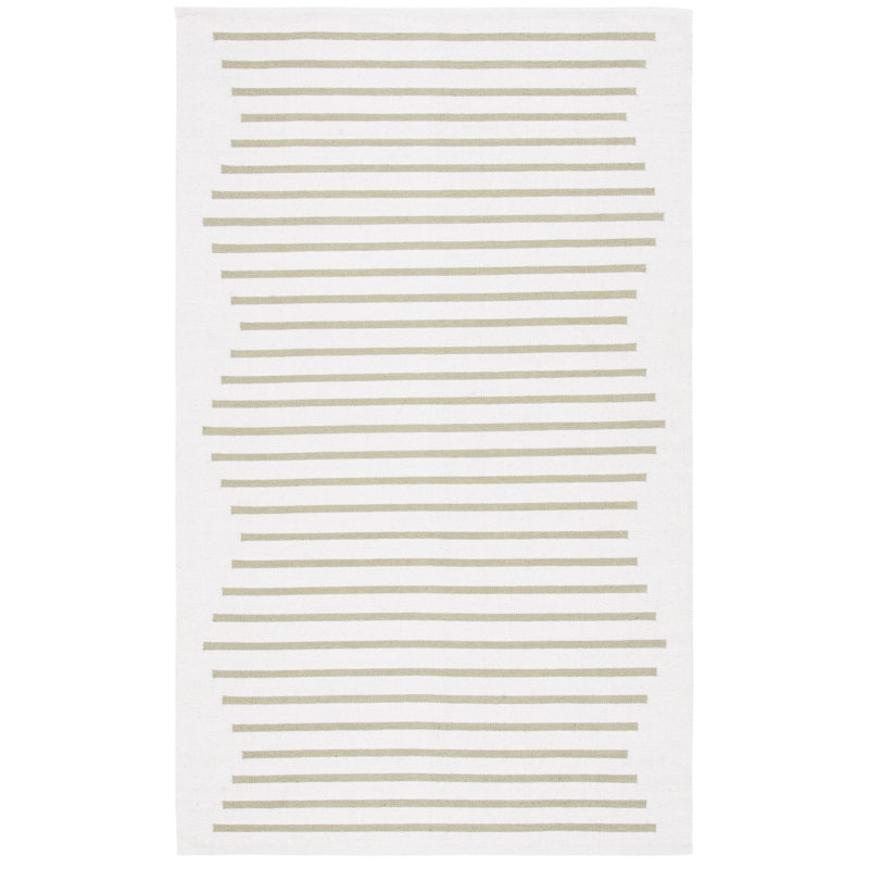 Estuardo Hand Woven Cotton Striped Rug, Rectangle 4' x 6'