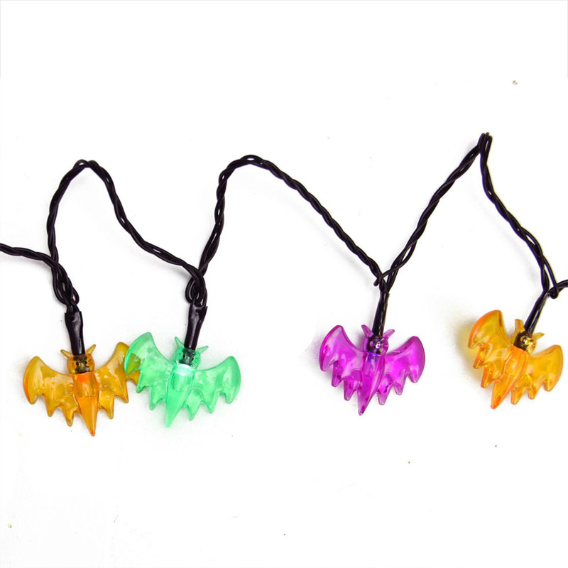 10 lumières d'Halloween fantaisie à DEL multicolores - fil noir de 3,8 pi