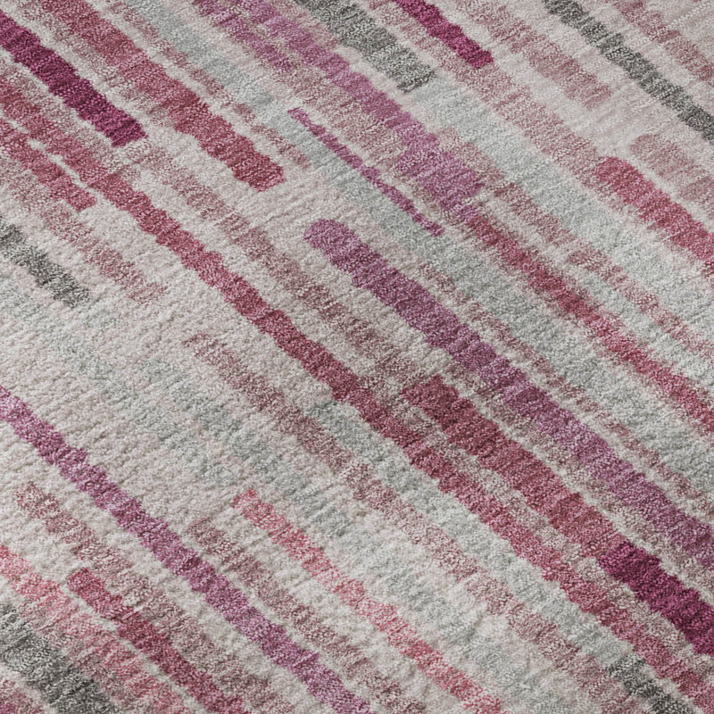 Premium Machine Washable Mayfield AMF2102 Striped Rug, 2'3" x 7'6" Runner, Blush