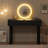 Vanity Desk with Mirror and Lights, Small Makeup Vanity with 2 Drawers, Modern Vanity Organizer with 3 Color Lights-588383895