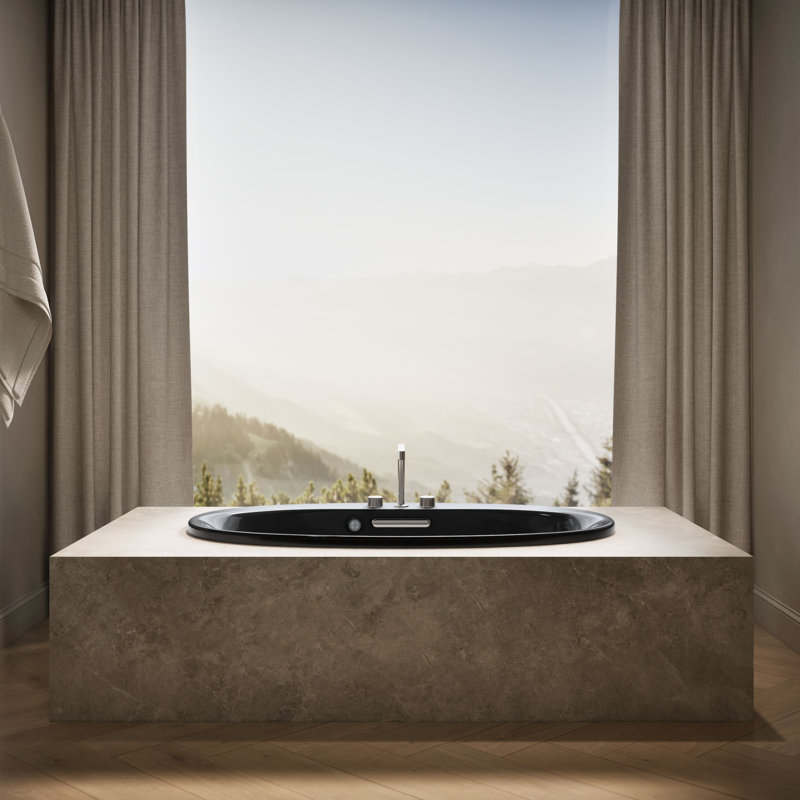 Baignoire encastrée ovale avec surface chauffante, Noir