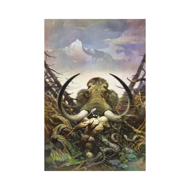 The Mammoth by Frank Frazetta - Painting on Canvas, Wrapped Canvas, 101.6 cm H x 66.04 cm W